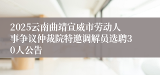 2025云南曲靖宣威市劳动人事争议仲裁院特邀调解员选聘30人公告