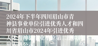 2024年下半年四川眉山市青神县事业单位引进优秀人才和四川省眉山市2024年引进优秀人才青神县事业单位第二批拟聘用人员公示