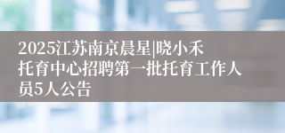 2025江苏南京晨星|晓小禾托育中心招聘第一批托育工作人员5人公告