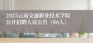 2025云南交通职业技术学院公开招聘人员公告（86人）