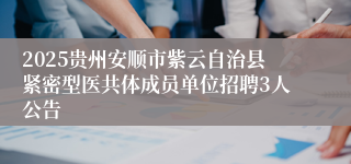 2025贵州安顺市紫云自治县紧密型医共体成员单位招聘3人公告