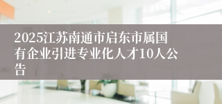 2025江苏南通市启东市属国有企业引进专业化人才10人公告