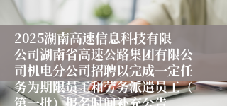 2025湖南高速信息科技有限公司湖南省高速公路集团有限公司机电分公司招聘以完成一定任务为期限员工和劳务派遣员工（第一批）报名时间补充公告