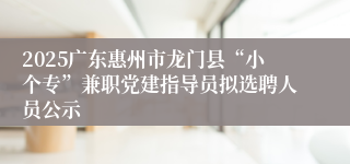 2025广东惠州市龙门县“小个专”兼职党建指导员拟选聘人员公示