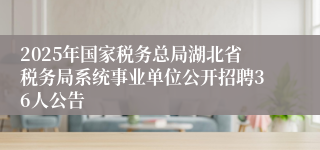 2025年国家税务总局湖北省税务局系统事业单位公开招聘36人公告