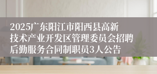2025广东阳江市阳西县高新技术产业开发区管理委员会招聘后勤服务合同制职员3人公告