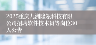 2025重庆九洲隆瓴科技有限公司招聘软件技术员等岗位30人公告