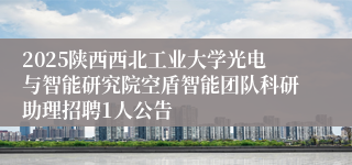 2025陕西西北工业大学光电与智能研究院空盾智能团队科研助理招聘1人公告