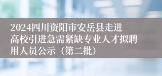 2024四川资阳市安岳县走进高校引进急需紧缺专业人才拟聘用人员公示（第二批）