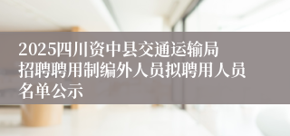2025四川资中县交通运输局招聘聘用制编外人员拟聘用人员名单公示