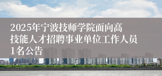 2025年宁波技师学院面向高技能人才招聘事业单位工作人员1名公告