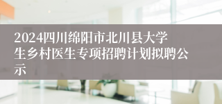 2024四川绵阳市北川县大学生乡村医生专项招聘计划拟聘公示