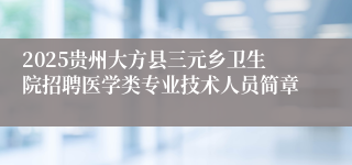 2025贵州大方县三元乡卫生院招聘医学类专业技术人员简章