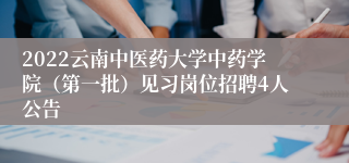 2022云南中医药大学中药学院（第一批）见习岗位招聘4人公告