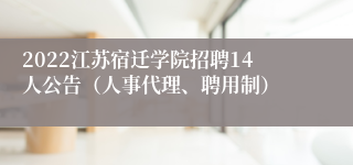 2022江苏宿迁学院招聘14人公告（人事代理、聘用制）