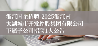 浙江国企招聘-2025浙江南太湖城市开发控股集团有限公司下属子公司招聘1人公告