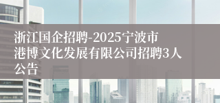 浙江国企招聘-2025宁波市港博文化发展有限公司招聘3人公告