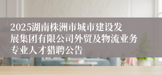 2025湖南株洲市城市建设发展集团有限公司外贸及物流业务专业人才猎聘公告