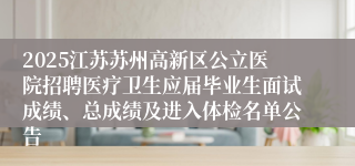 2025江苏苏州高新区公立医院招聘医疗卫生应届毕业生面试成绩、总成绩及进入体检名单公告