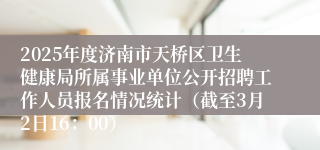 2025年度济南市天桥区卫生健康局所属事业单位公开招聘工作人员报名情况统计（截至3月2日16：00）