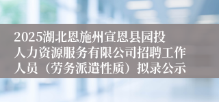 2025湖北恩施州宣恩县园投人力资源服务有限公司招聘工作人员（劳务派遣性质）拟录公示