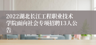 2022湖北长江工程职业技术学院面向社会专项招聘13人公告