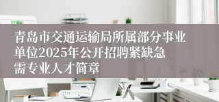 青岛市交通运输局所属部分事业单位2025年公开招聘紧缺急需专业人才简章