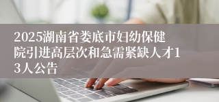 2025湖南省娄底市妇幼保健院引进高层次和急需紧缺人才13人公告