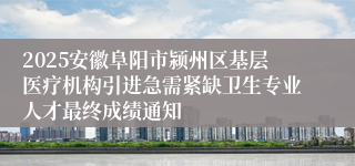 2025安徽阜阳市颍州区基层医疗机构引进急需紧缺卫生专业人才最终成绩通知