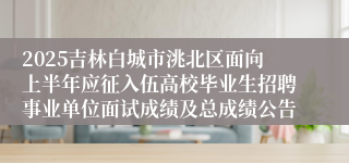 2025吉林白城市洮北区面向上半年应征入伍高校毕业生招聘事业单位面试成绩及总成绩公告