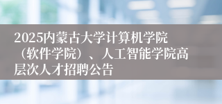 2025内蒙古大学计算机学院（软件学院）、人工智能学院高层次人才招聘公告