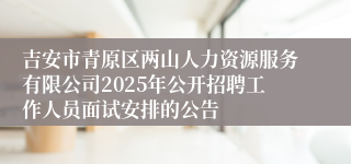 吉安市青原区两山人力资源服务有限公司2025年公开招聘工作人员面试安排的公告