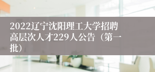 2022辽宁沈阳理工大学招聘高层次人才229人公告（第一批）