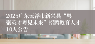 2025广东云浮市新兴县“粤聚英才粤见未来”招聘教育人才10人公告