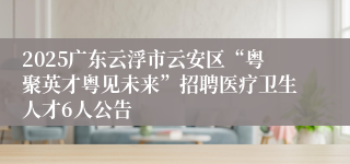 2025广东云浮市云安区“粤聚英才粤见未来”招聘医疗卫生人才6人公告