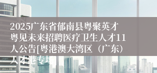 2025广东省郁南县粤聚英才粤见未来招聘医疗卫生人才11人公告[粤港澳大湾区（广东）人才港专场]