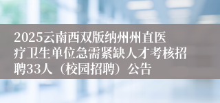 2025云南西双版纳州州直医疗卫生单位急需紧缺人才考核招聘33人（校园招聘）公告