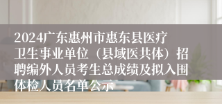 2024广东惠州市惠东县医疗卫生事业单位（县域医共体）招聘编外人员考生总成绩及拟入围体检人员名单公示