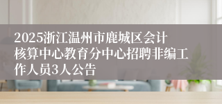 2025浙江温州市鹿城区会计核算中心教育分中心招聘非编工作人员3人公告