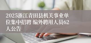 2025浙江青田县机关事业单位集中招聘 编外聘用人员62人公告