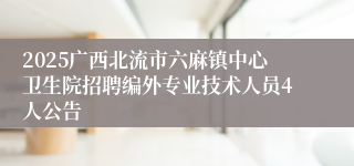 2025广西北流市六麻镇中心卫生院招聘编外专业技术人员4人公告