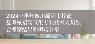 2024下半年四川绵阳市梓潼县考核招聘卫生专业技术人员综合考察结果和拟聘公示