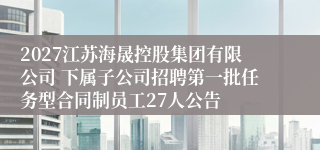 2027江苏海晟控股集团有限公司 下属子公司招聘第一批任务型合同制员工27人公告