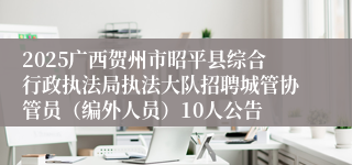 2025广西贺州市昭平县综合行政执法局执法大队招聘城管协管员（编外人员）10人公告
