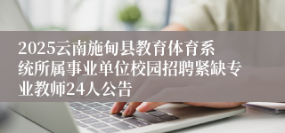 2025云南施甸县教育体育系统所属事业单位校园招聘紧缺专业教师24人公告