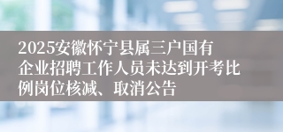 2025安徽怀宁县属三户国有企业招聘工作人员未达到开考比例岗位核减、取消公告