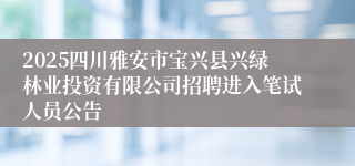 2025四川雅安市宝兴县兴绿林业投资有限公司招聘进入笔试人员公告