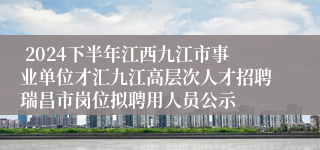  2024下半年江西九江市事业单位才汇九江高层次人才招聘瑞昌市岗位拟聘用人员公示