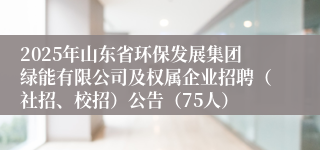 2025年山东省环保发展集团绿能有限公司及权属企业招聘（社招、校招）公告（75人）