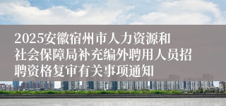 2025安徽宿州市人力资源和社会保障局补充编外聘用人员招聘资格复审有关事项通知